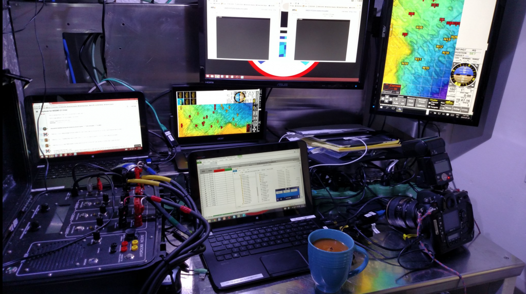 IV Communication station inside of the habitat, complete with a hot cup of tea!