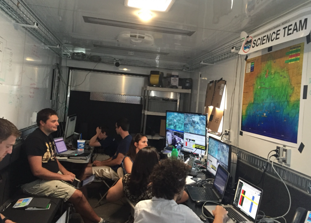 FIU Images Marine Science Team monitoring the coral exploration and sampling by the crew on EVA